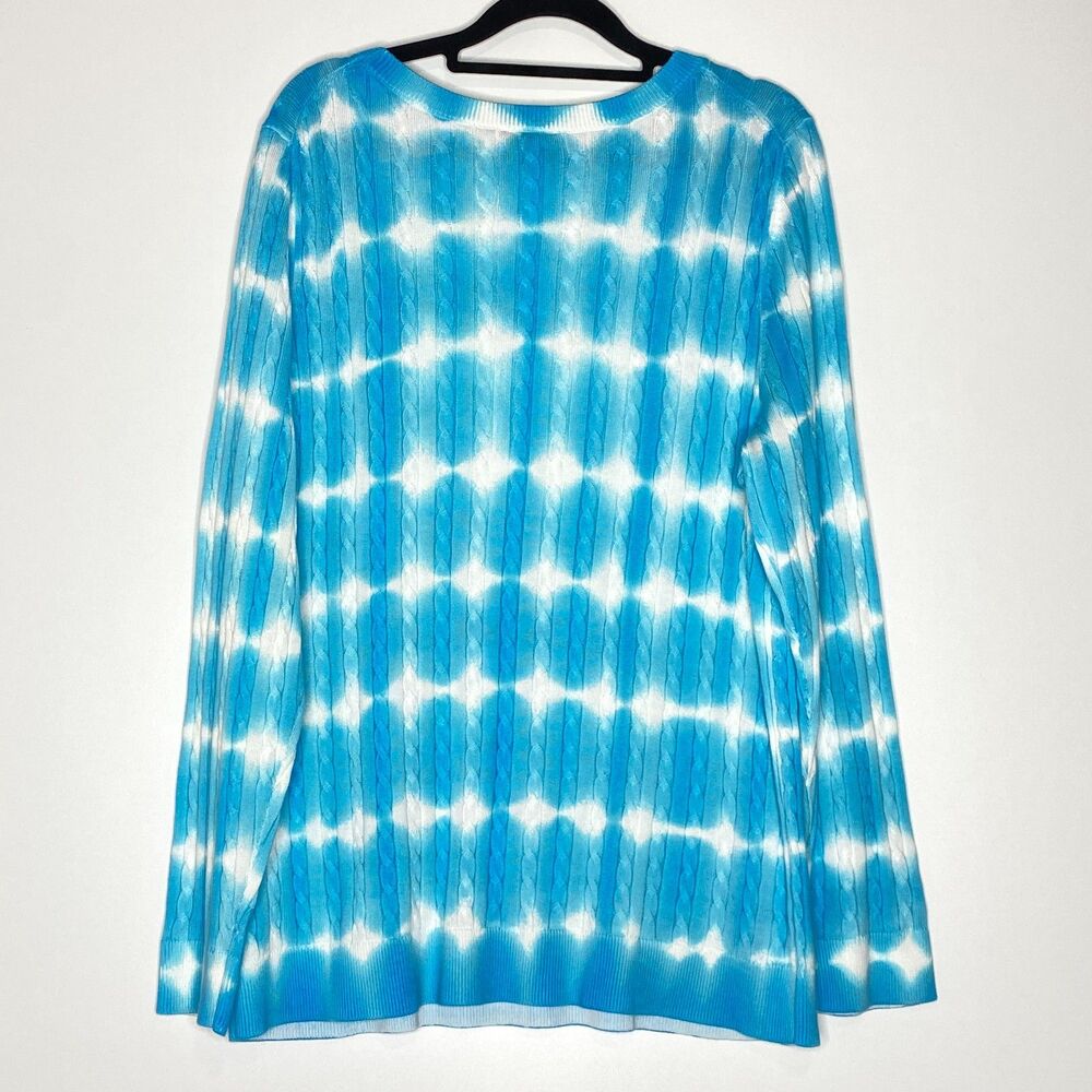 New Talbots Linear Tie Dye Cable Knit Crew Neck Sweater Women's Plus Size 1X - Picture 6 of 7